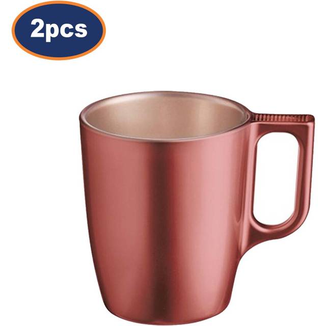 Coffee Mug Set Luminarc Flashy Tempered Red Glass 250ml Cup Tea Hot Drinks 2pcs