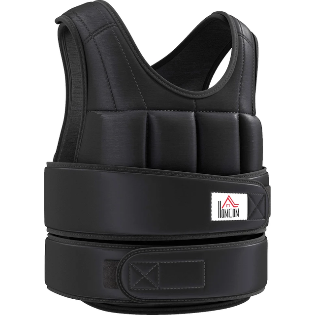 HOMCOM 20KGS Adjustable Weight Vest Running Gym Training Weight Loss, Black