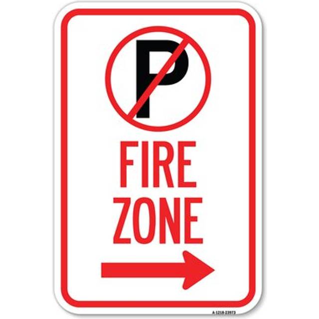 SignMission A-1218-23973 12 x 18 in. Aluminum Sign - Parking Sign - Fire Zone with No Parking Symbol & Right Arrow