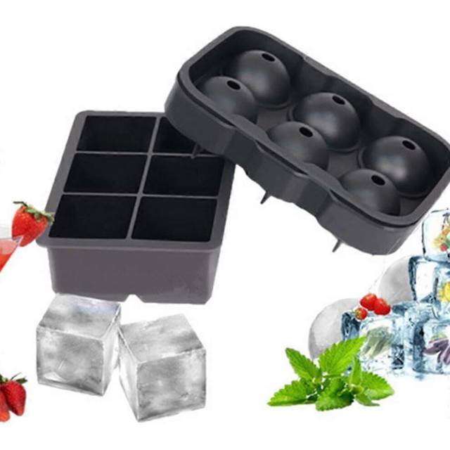 (As show, One size) Ice Cube Trays, Silicone Sphere Ice Maker Set of 2
