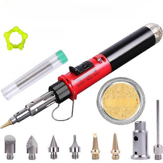 (As show, One size) 12 in 1 Butane Gas Soldering Iron Professional Pen Type Dual Function Gas Soldering Iron