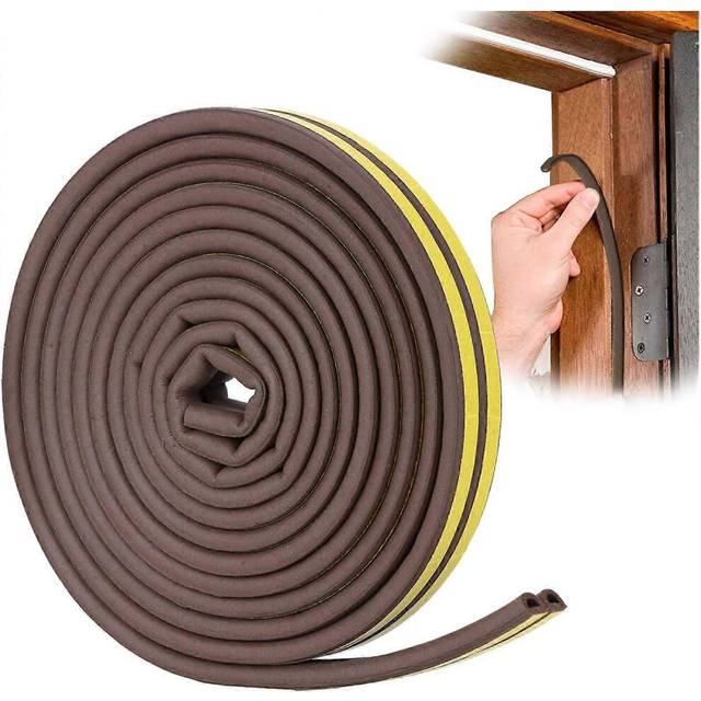 (As show, One size) D-Profile Gasket Strip, Door and Window Caulk with Strong Adhesion, Noise Insulation and Weather Protection, 6 Meters (Brown)