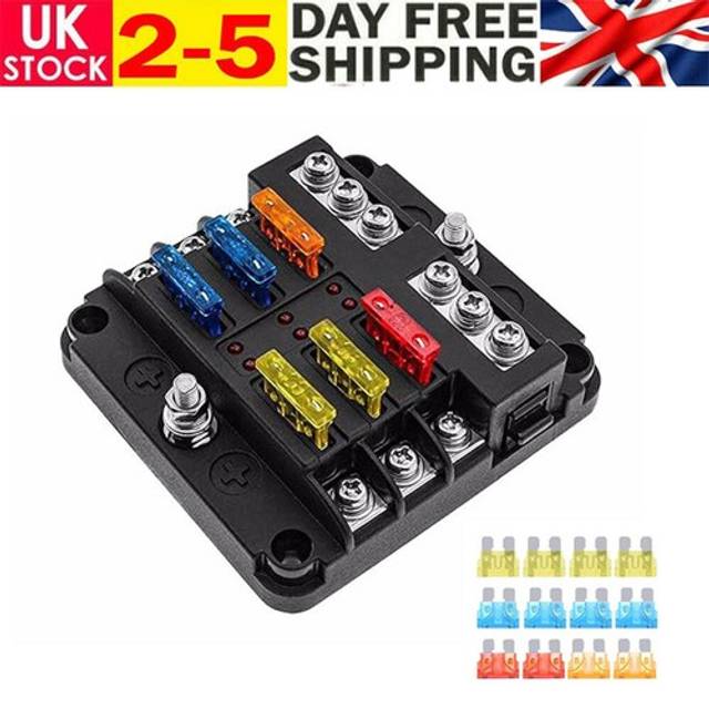 12v 6-way Blade Fuse Box Block Holder Automotive Car Marine Bus Bar Car Kit