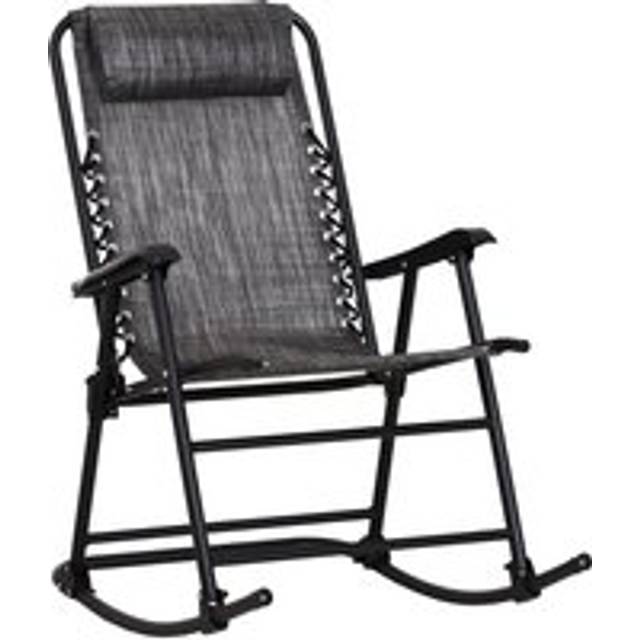 Folding Rocking Chair Zero Gravity W/ Headrest-Grey