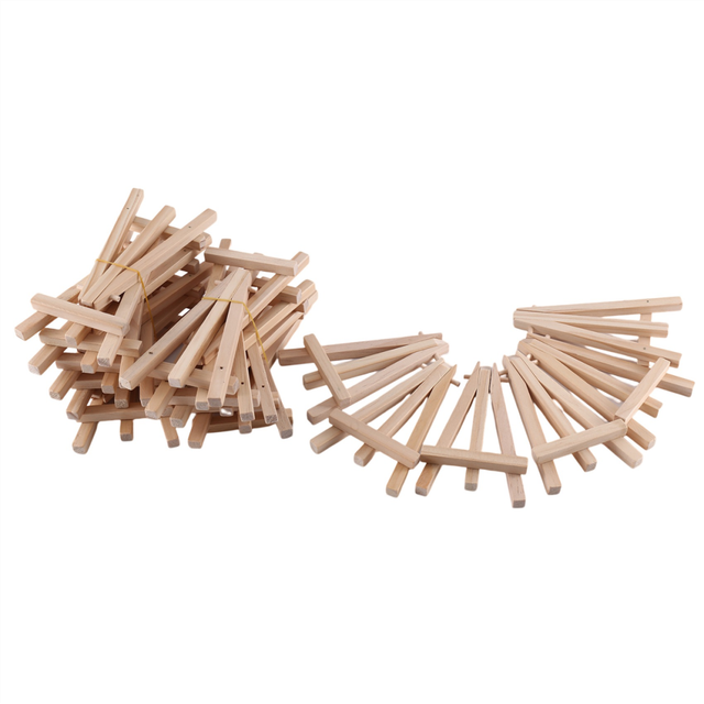 24Pcs 12.7cm Mini Wooden Display Stands, Easels, Table Top Stands