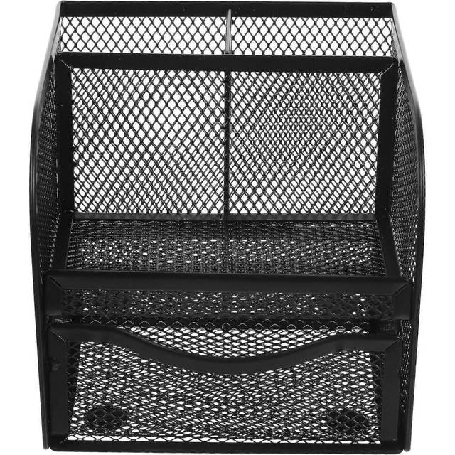 (As show, One size) Tabletop Pen Holder Metal Pen Bucket Mesh Pen Pencil Holder Pen Container Metal Desk Organizer