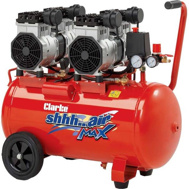Clarke Clarke SHHH50/350 Shhh Air Max Twin Pump 16.9cfm 50 Litre 3.5HP Low Noise Oil Free Air Compressor (230V)
