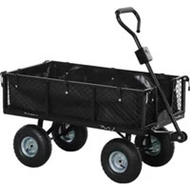 Outsunny Garden Cart w/ Removable Liner, Quick-Release Sides, Black, Black