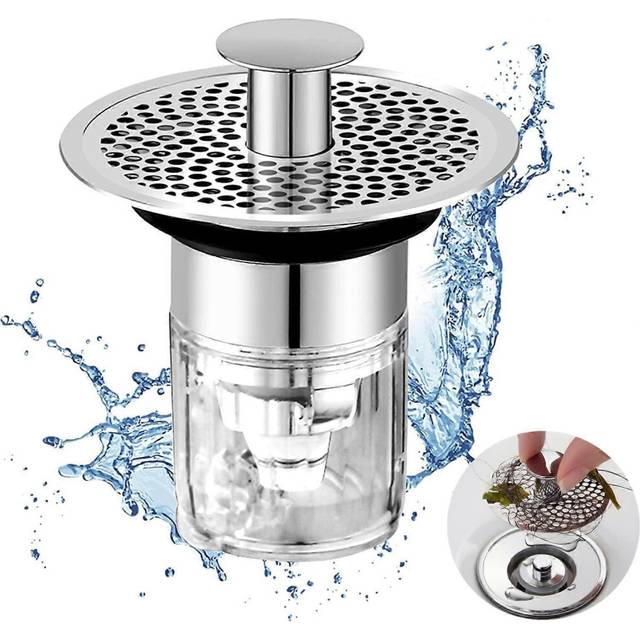 (As show, One size) Sink Waste with Filter Plate,Bathroom Sink Stopper,Universal Pop Up Sink Stopper,with Anti-Clogging Sieve for 34-37mm Waste Hole