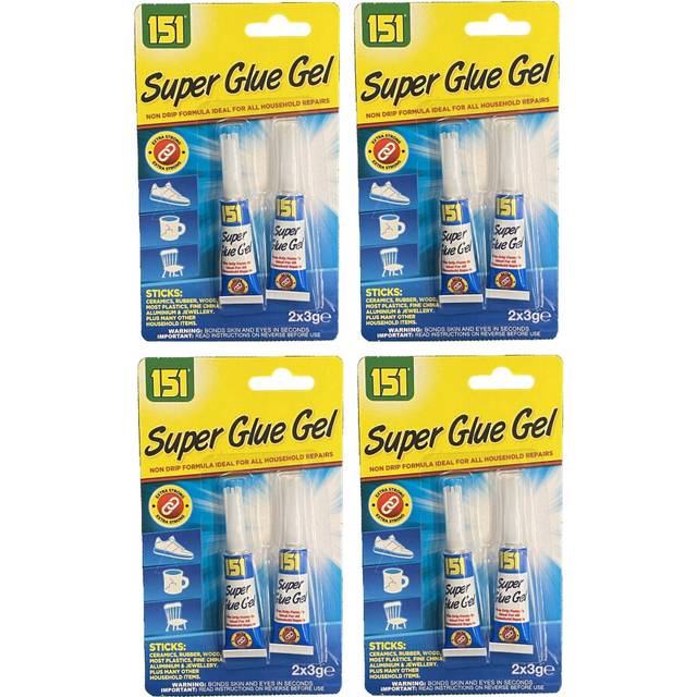 4 Packs of 2 Superglue Extra Strong Adhesive Non Drip Glue 3g Tubes