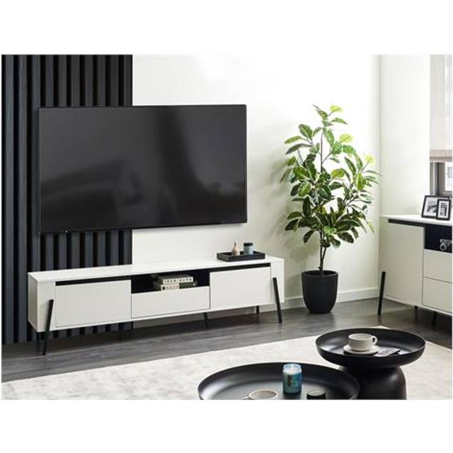 Tv Stand Metal Legs Cabinets Storage Drawer White Blackpool