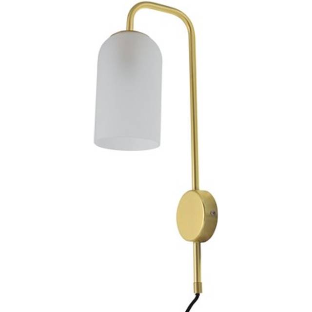 First Choice Lighting Victoria - Satin Brass Plug In Wall Light With Frosted Glass Shade - One Size