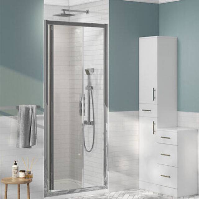 760mm bi-fold door 6mm glass chrome frame recess door only