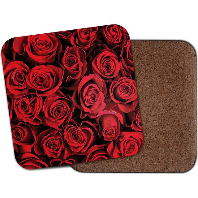 Red roses coaster - girlfriend fiance wife valentines flowers floral gift 16895