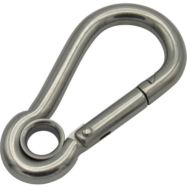 Stainless Steel Carbine Hook with Eyelet 10MM (Wire Rope Locking)