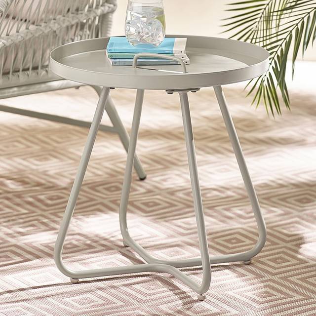 Furniturebox Agen Cream Metal Outdoor Round Side Table