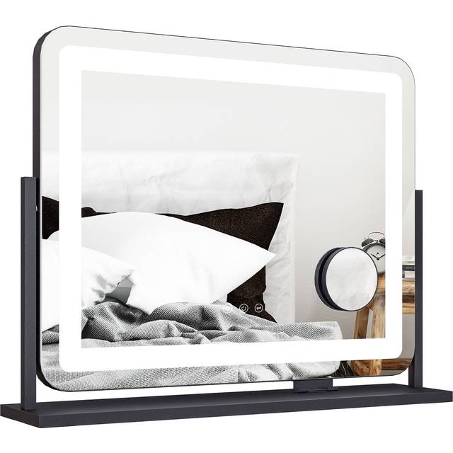 Sminkspegel med LED-lampor, USB-port, 3 lägen, roterbar, svart