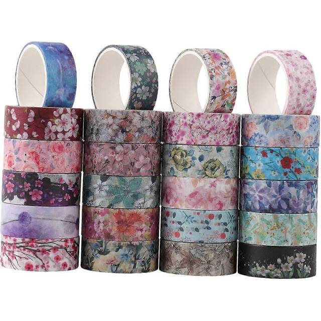 (As show, One size) 24 Washi Tape Masking Paper Adhesive Decoration for Journal Planners