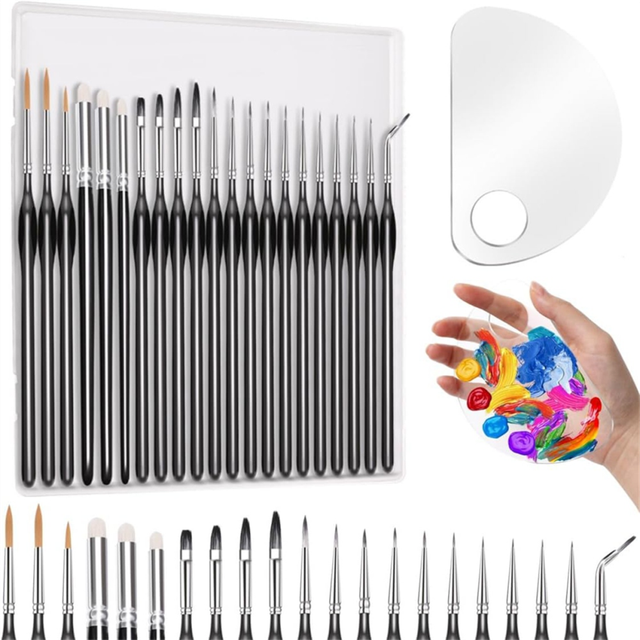 21pcs Miniature Paint Brushes with Palette, Dry Brush Watercolor Detail for Models and Castles