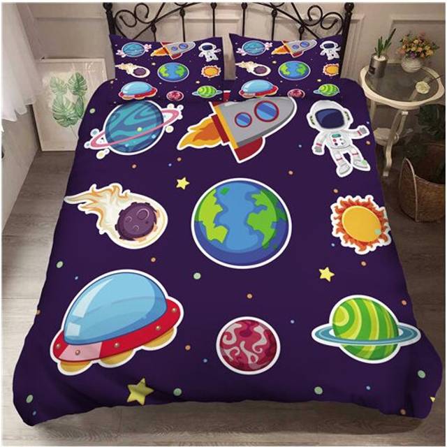 (Style 03, Single) 3D Astronaut Soft Children Bedding Sets