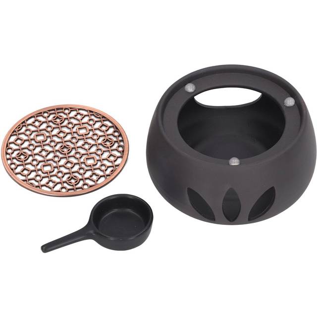 Teapot Warmer Base Ceramic Candle Heater Tea Coffee Milk Light Warmer with Purple Iron Pad for Home C Pad