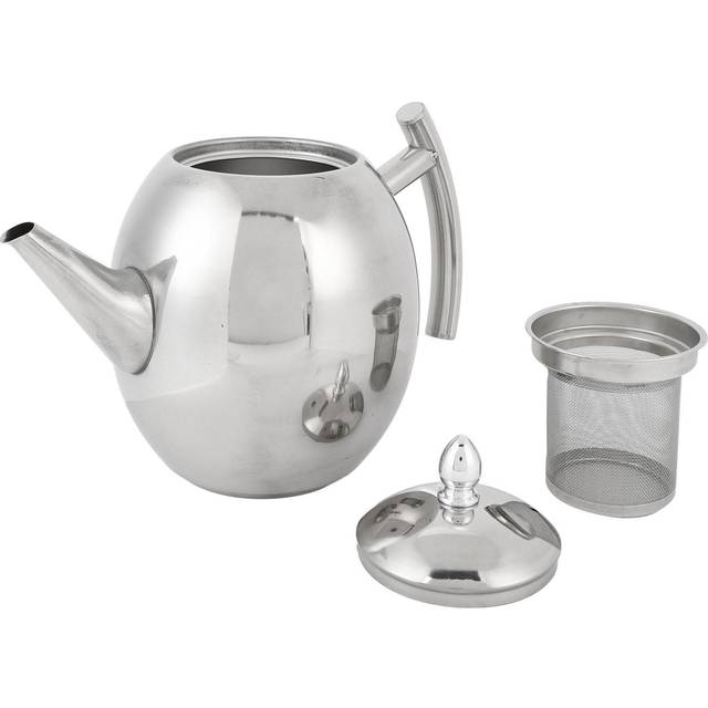 Stainless Steel Teapot with Lid and Filter Screen Curved Handle Tea Kettle for Home Restaurant 1000ml