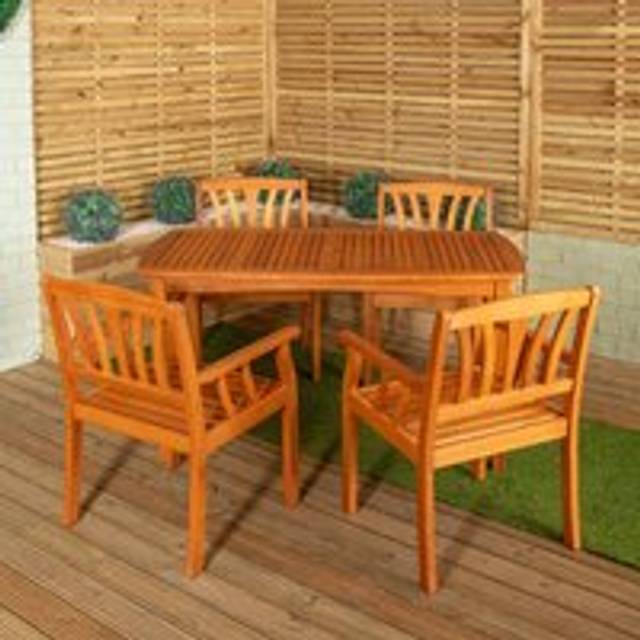 Samuel Alexander 4 Person Rectangular Wooden Dining Table & Chairs Set, Brown