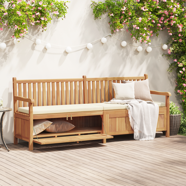 Vidaxl With Storage Brown Solid Teak Wood