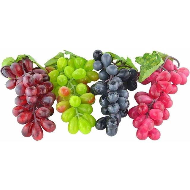 Pebble hug 4 bunches of artificial grapes black, red, green, and purple grapes
