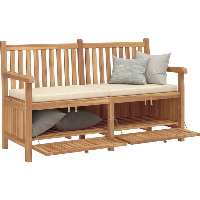 vidaXL Garden Storage Bench Brown 150 x 60 x 90 cm Solid teak wood