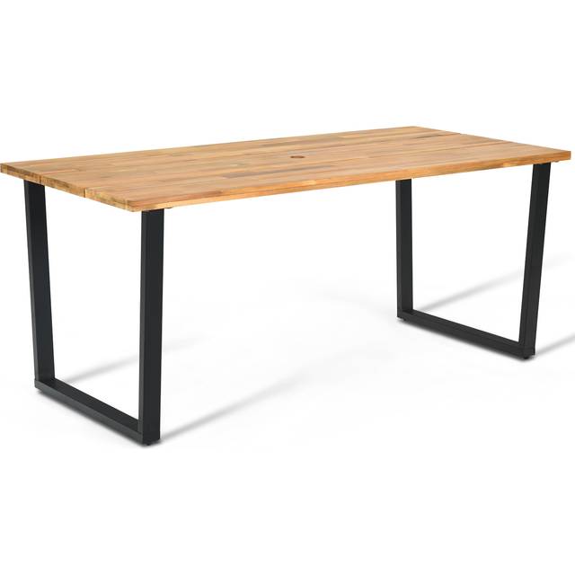 175 x 80cm Patio Rectangle Dining Table for 6 Person with Umbrella Hole