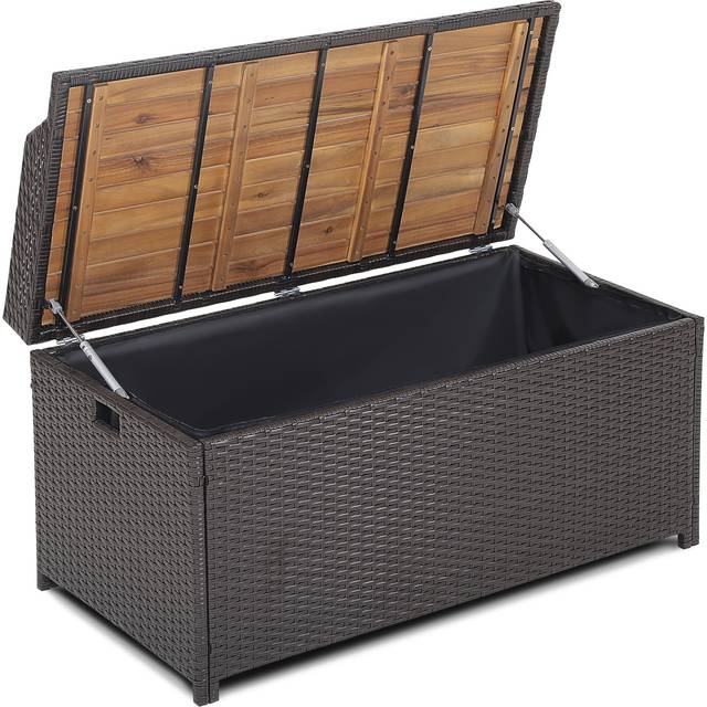170L Outdoor Storage Bench Mix Brown Rattan Storage Container