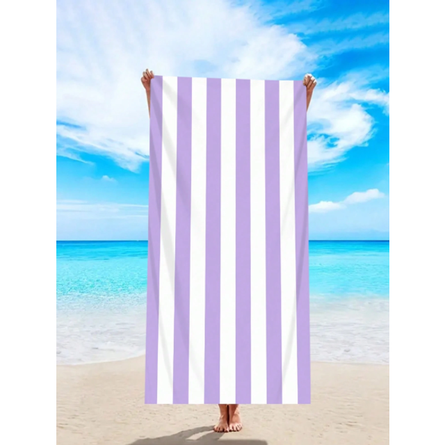 SHEIN 1pc Simple Striped Beach Towel, Extra Large Quick-Dry Lightweight Absorbent Beach Blanket, Sand Proof Travel Swim Pool Yoga Gym Sports Towel, Beach Ho