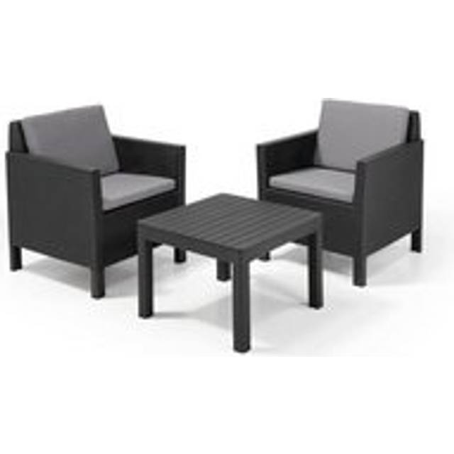 Chicago Garden Bistro Set by Keter - 2 Seats Grey Cushions