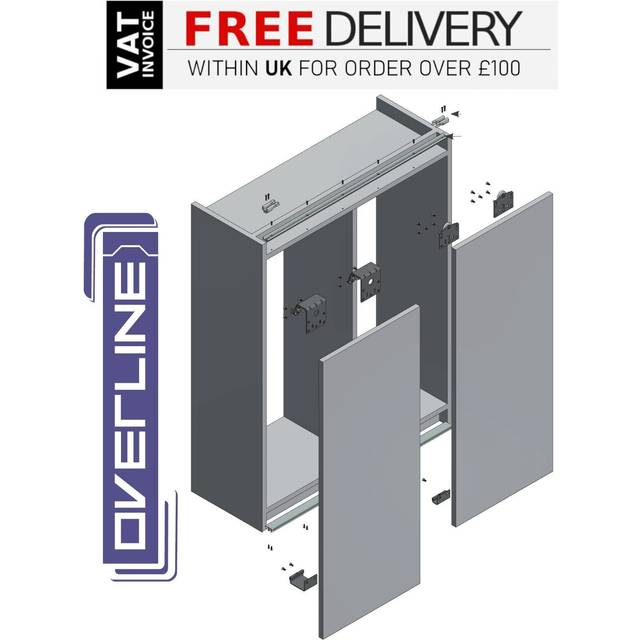 Wardrobe sliding door track gear system kit - tracks 1500mm, 2000mm amd 2500mm