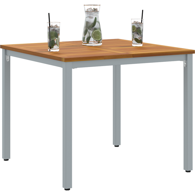 vidaXL Garden Table 90x90x75 cm Solid Acacia Wood and Metal - Brown
