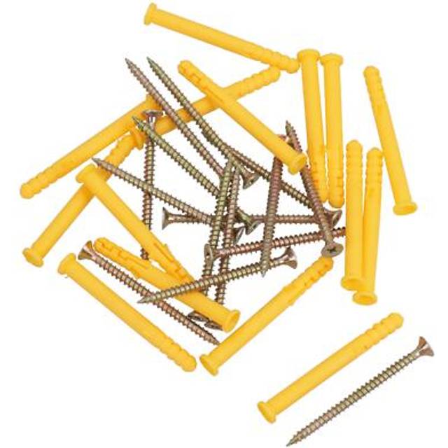 4mm x 60mm countersunk screws and wall raw plugs for wood concrete brick