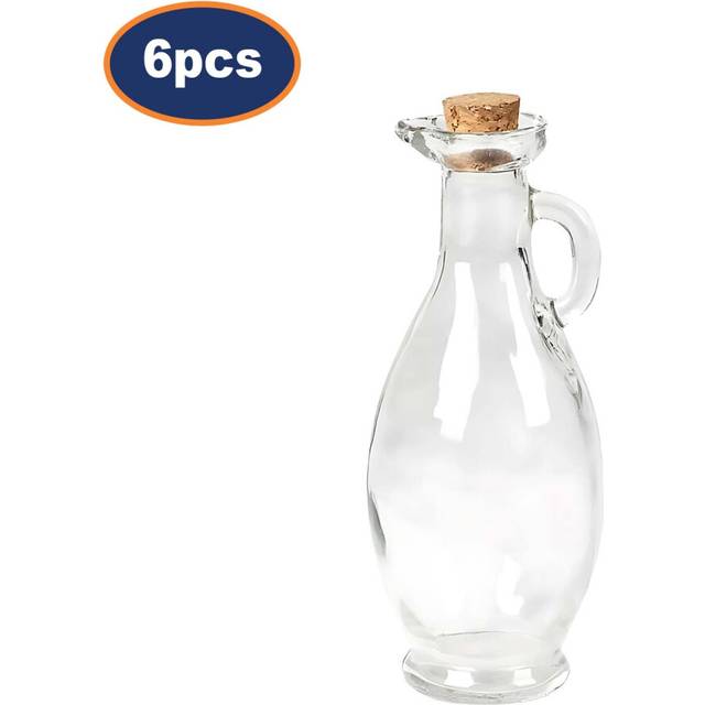 Oil Vinegar Glass Bottles 250ml Cork Lid Dispenser Cruet Condiments Storage 6pcs
