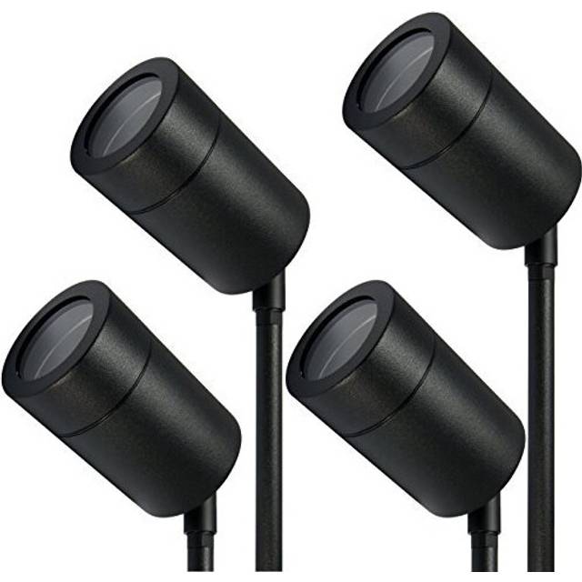 4 x Outdoor Garden Spike Spot Light GU10 IP Rated Black Stainless Steel
