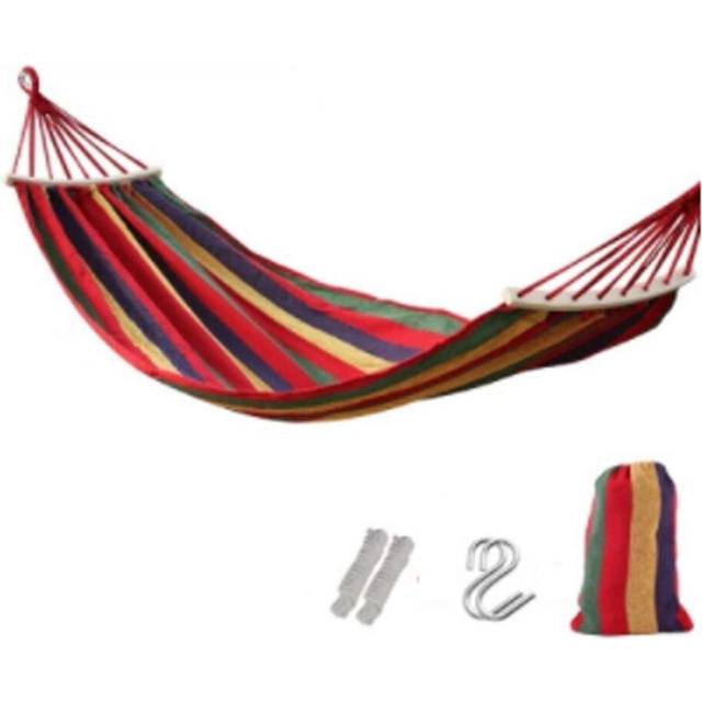 hammock Hammock outdoor camping swing indoor thick canvas Student dormitory dormitory wooden stick anti-rolling chair. (Color : Red, Size : 200 *