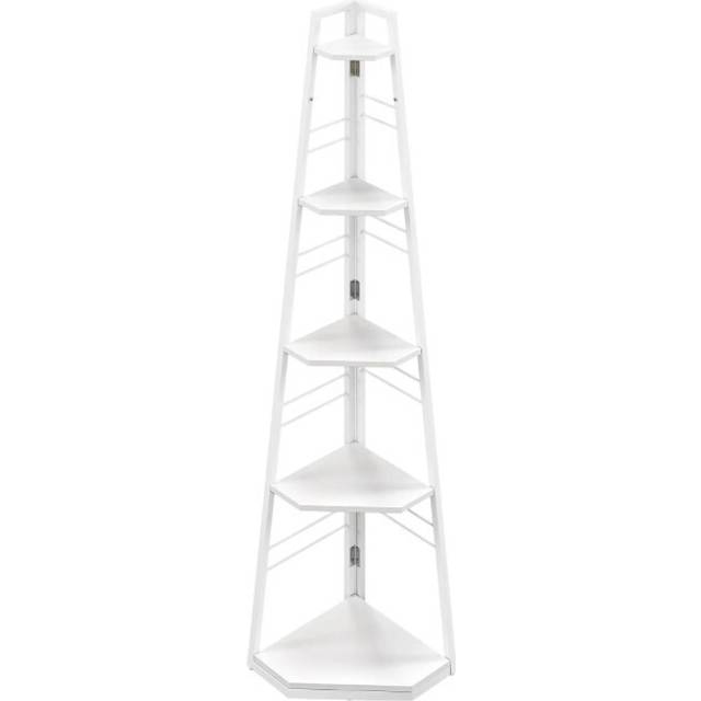 Homcom 5-tier Corner Shelf, Shelving Unit With Adjustable Feet, White