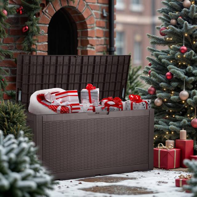 YITAHOME Outdoor Storage Box Waterproof, Heavy Duty 380L Large Resin Deck Boxes,Weather Resistant Durable Garden Storage Box, Outdoor Cushions, Pool