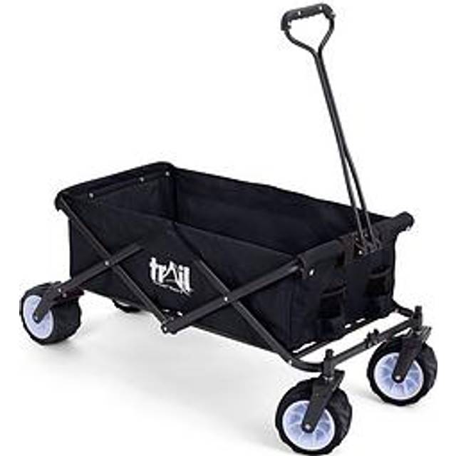 Folding Beach Trolley Camping Cart All Terrain Wheels Festival Garden 60kg Trail - Black - One Size