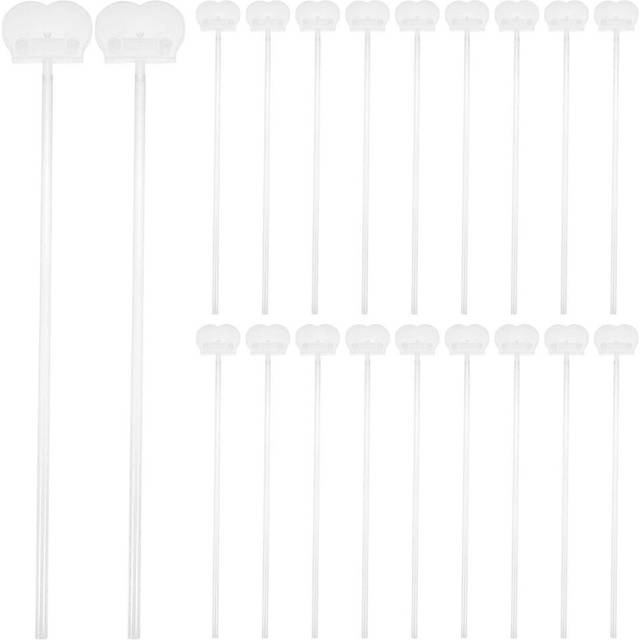 (As show, One size) 20 Sets Plastic Balloon Sticks with Balloon Clips Aluminum Foil Balloon Sealing Clip