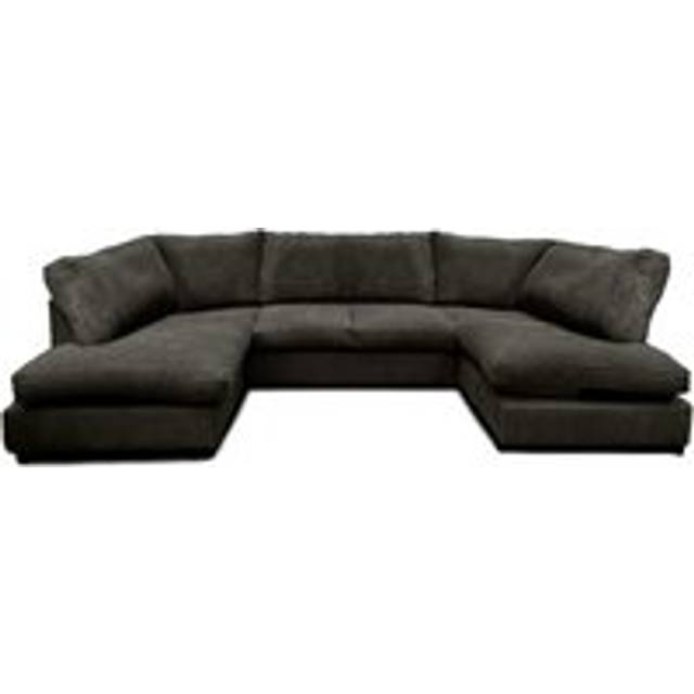 Aspen Full Back 6 Seater U Shaped Corner Jumbo Cord Fabric Sofa - Black - One Size