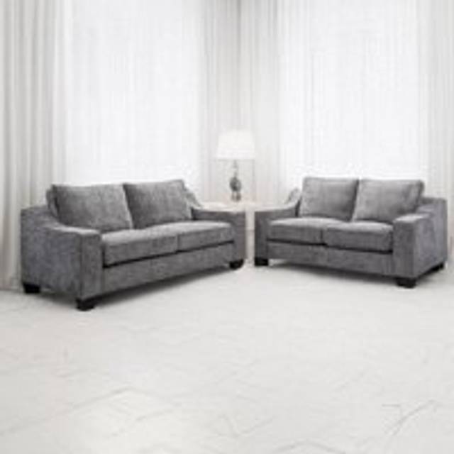 Nebraska Modern Slate Grey 3 + 2 Sofa Suite Chenille Fabric - One Size