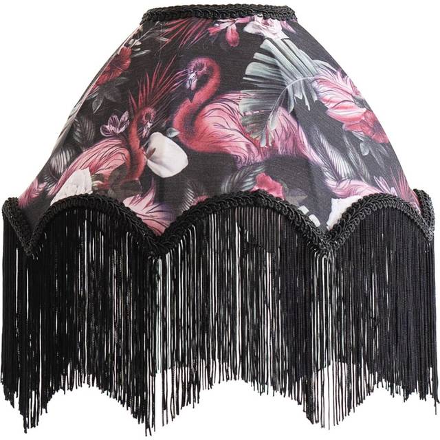 Rosette Scallop Flamingo Fabric Classic Lamp Shade with Black Tassels - Multi - One Size