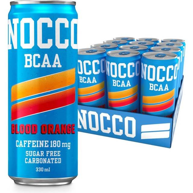 NOCCO Sugar Free Energy Drink ? BCAA, 180mg High Caffeine, with Amino Acids & Vitamins, Ideal for Pre Workout ? 12 x 330ml (Blood Orange Del Sol)