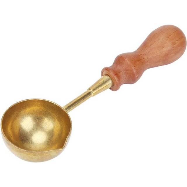 Retro Brass Fire Wax Seal Stamp Vintage Copper Wood Handle Sealing Wax Spoon Tool Stove Pot for Wax Seal Stamp Candle
