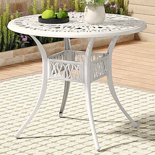 Living and Home White Round Bistro Coffee Table - 73 x 90 x 90cm